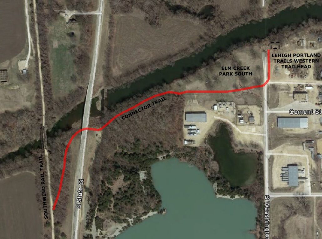 Connector Trail Detail Map, showing link between the Southwind Rail Trail and the Lehigh Portland Trails.